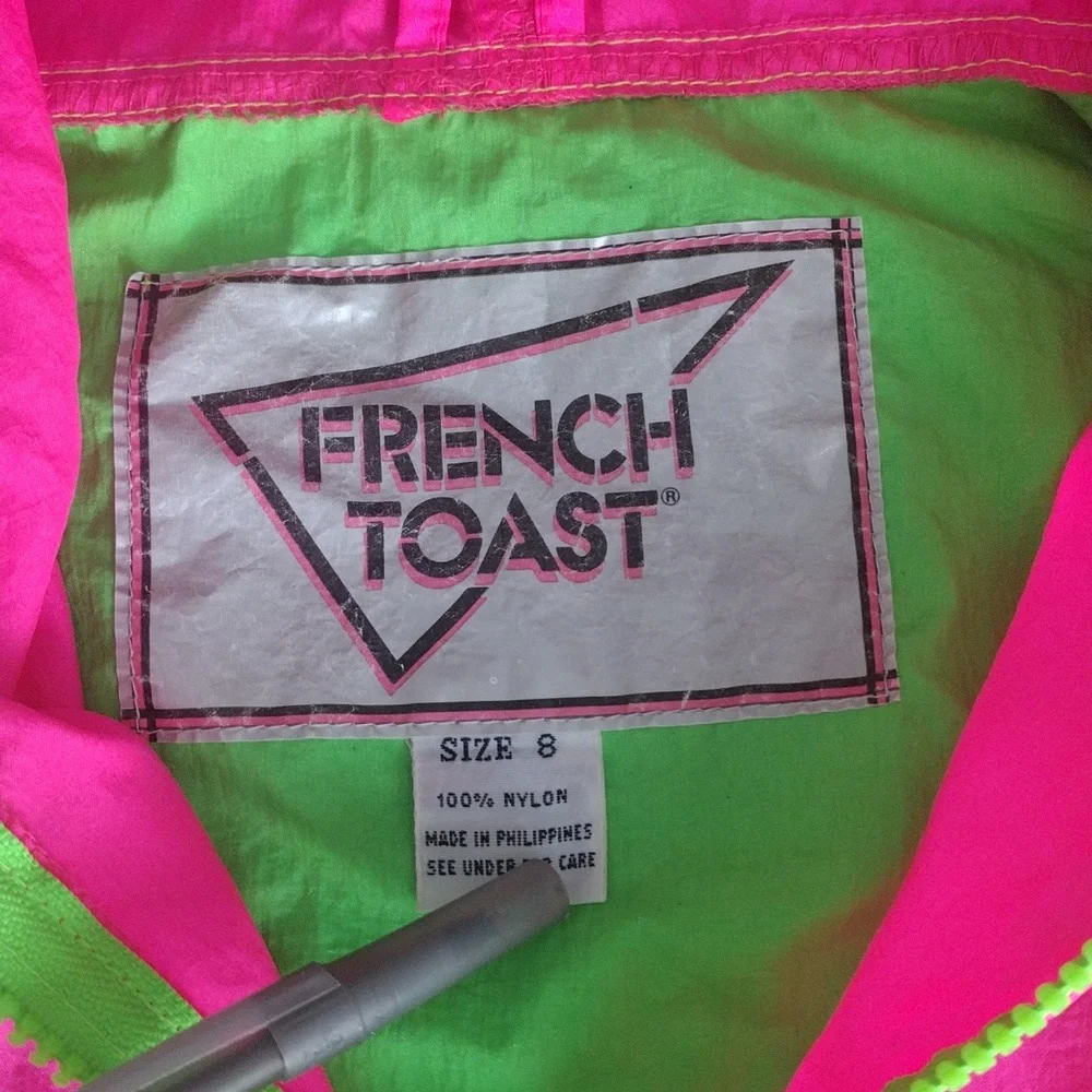 VTG 90s French Toast Neon Color Block Windbreaker - Picture 3 of 11